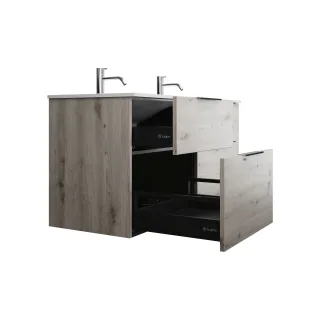 Burgbad Mineralguss Waschtisch-Set Eqio Eiche Dekor Silber/Alpinweiss, SEYW122F6015C0001 SEYW122F6015C0001