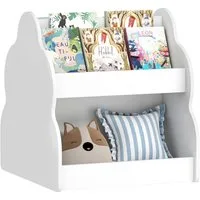 AIYAPLAY Spielzeugtruhe mit Rädern, 4 Regalen (Kinderregal, 1 St., 2-stöckiges Spielzeugregal), für Kinderzimmer, Spielzimmer, Wohnzimmer, 54 x 50 x 56 cm, Weiß