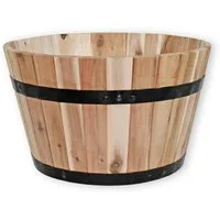 colourliving Pflanzkübel Pflanzkübel Holz rund 40 cm Holzfass Blumenkübel Blumentopf Akazieholz (1x Pflanzkübel), Wasserablaufloch, Naturprodukt, Pflanztopf