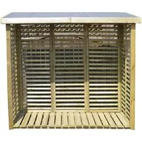 Gartenpirat Kaminholzregal mit Rückwand Kaminholzregal aus Holz KDI grün Brennholzlager, BxTxH:208x75x200 cm