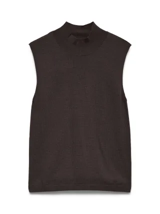 Aware - AWCARA SL HIGH NECK WOOL KNIT TOP Chocolate Torte - Gr. - L