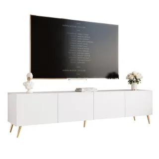 Idohome Tv-Lowboard, Weiß, Holzwerkstoff, Rechteckig, 200x49x40 cm, Wohnzimmer, Wohnwände, Lowboards, Lowboards stehend