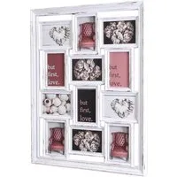 Levandeo® Bilderrahmen Collage, levandeo Bilderrahmen Weiß Collage 52x67cm 12 Fotos 10x15 Shabby