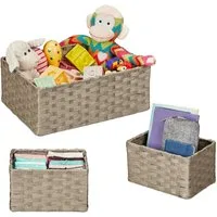 relaxdays Aufbewahrungskorb Geflochtener Aufbewahrungskorb 3er Set