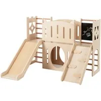 COSTWAY Spielturm, 8-in-1 Holz-Innenspielplatz im Burgdesign