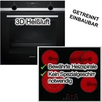 SIEMENS Backofen-Set 3DHeißluft Backofen Hydrolyse + PKM Elektrokochfeld Bräterzone, Hydrolyse