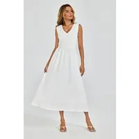 FS Collection Midikleid Damen Midikleid Sommerkleid Freizeitkleid Ärmelloses Baumwollkleid (XS (EU:36 / UK:8) · S (EU:38 / UK:10) · M (EU:40 / UK:12) · L (EU:42 / UK:14) · XL (EU:44 / UK:16) 100% Baumwolle, leicht und atmungsaktiv