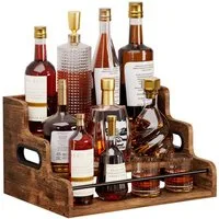 Yorbay Weinregal für Arbeitsplatte,Weinständer aus Holz,Dreistöckiger Bar-Regal, Weinflaschenhalter für Küche, Wohnzimmer und Home-Bar