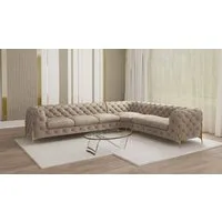 S-Style Möbel Ecksofa Ashley, Chesterfield mit Goldenen Metall Füßen, mit Wellenfederung