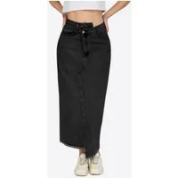 Imily Bela Jeansrock Damen Jeans-Midirock mit asymmetrischer Taille und Fransensaum (Packung, 1-tlg., 1per-Pack) 4-Pocket-Style