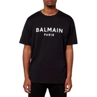 Balmain Paris T-Shirt Herren Flocked Tee Logo Straight Fit