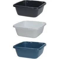 HAC24 Schüssel 3x Spülschüssel Waschschüssel Spüle Camping Abwaschschüssel, Kunststoff, Eckig 6 Liter 29 x 29 x 12 cm