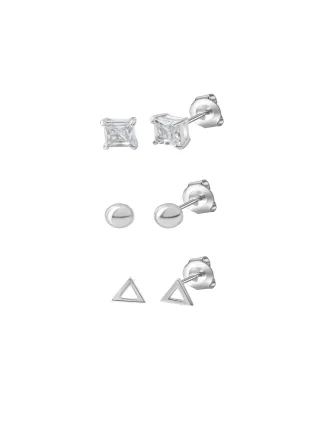 Celesta Silber Ohrstecker Set 925 Sterling Silber rhodiniert Zirkonia