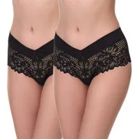 Merry Style Lange Unterhose Damen Unterhose Hipster Hot Pants mit Spitzenbesatz MSGAB155-2P (1-St)