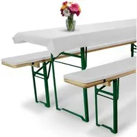 Beautissu Bankauflage 3tlg Bierzeltgarnitur Auflage Set 50cm Comfort XS, 3tlg., Weiß, Gepolsterte Auflage für Biertisch & Partyzeltgarnitur – Bierbankauflag
