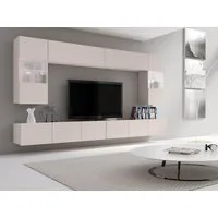 MIRJAN24 Wohnwand Calabrini I, (6er-Set, 2x TV-Lowboard, 2x Wandregal, 2x Hängevitrine), LED-Beleuchtung als Option