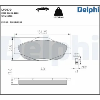 Delphi Bremsbel?ge vorne Peugeot 3008 308