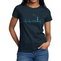 Spreadshirt T-Shirt Küste Meer Leuchtturm Herschlag EKG Moin Frauen T-Shirt (1-tlg)
