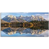 Artland Leinwandbild Karwendelblick am Barmsee, Berge & Alpenbilder (1 St), auf Holzrahmen gespannt