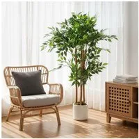 Kunstpflanze Künstliche Pflanze wie echt, Deko mit Massivholzstamm, Topf Banyanbaum, HOMCOM, Höhe 120 cm, für Wohnzimmer, Schlafzimmer, Büro, Garten, Grün