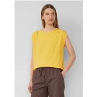 s.Oliver Kurzarmshirt T-Shirt Verkürztes T-Shirt mit Faltendetails