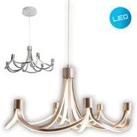 näve LED Pendelleuchte Festos, LED fest integriert, Kronleuchter, stufenweise dimmbar, satiniertes Metall, H: 150cm