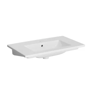 VitrA New S20 Square Möbelwaschtisch mit Hahnloch mittig 78 x 46 x 17 Weiß Hochglanz,7677B003-0001 7677B003-0001