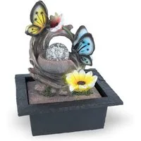 Lemodo Zimmerbrunnen Motiv-Tischbrunnen mit Pumpe und Beleuchtung, LED-Beleuchtung