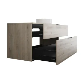 Burgbad Keramik Waschtisch-Set Eqio Eiche Dekor Flanelle/Alpinweiss, SGUN120RF2632C0001 SGUN120RF2632C0001