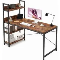 Refined Living Computertisch Schreibtisch Gaming tisch Computertisch Bürotisch 50x80/100cm 120/140 (Schreibtisch mit Seitlichem Regal & Verstellbaren Füßen, Officetisch, PC-Schreibtisch mit Stauraum & Bücherregal, Eckschreibtisch mit Regal), PC Lapto