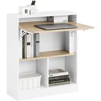 SoBuy Klapptisch FWT104, Schreibtisch mit Klappbarer Arbeitsfläche, Platzsparende, mit Regalböden, Computertisch Schreibtisch Arbeitstisch für Homeoffice