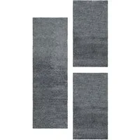 Carpettex Hochflor-Bettumrandung Unicolor - Einfarbig, Höhe 50 mm, (Bett-Set, 3-tlg., Bettvorlage), Schlafzimmer Teppich Bettumrandung Läufer Set 3 teilig