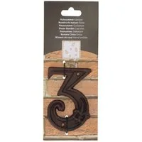 esschert design Briefkasten Gusseiserne Hausnummer "3" Robust, Rustikal und Zeitlos. In Braun.