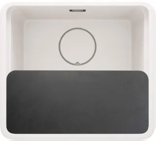 Neuesbad 1-Becken Granitspüle 450x500x229, Alabaster, mit SPACE SAVER NB1DEZKMA10A1