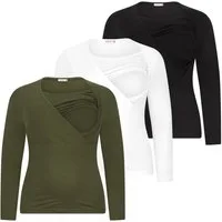 M.M.C. Stillshirt Langarm Umstandsshirt 3er Set Stillmode (3-tlg) Umstandsmode