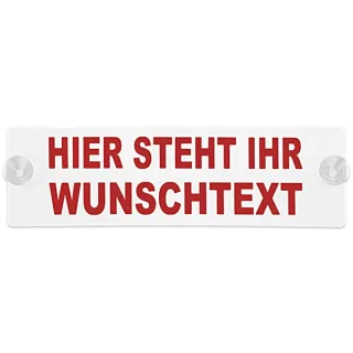 Warnschild mit Saugnapf & Wunschtext | Einsatzschild | zur schnellen Befestigung an der Autoscheibe | verschiedene Größen | weiß | Textfarbe wählbar 20x15cm schwarz 1-Zeilig
