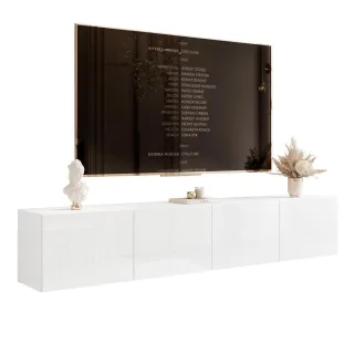 Idohome Tv-Lowboard, Weiß Hochglanz, Holzwerkstoff, Rechteckig, 200x36x40 cm, Wohnzimmer, Wohnwände, Lowboards, Lowboards stehend