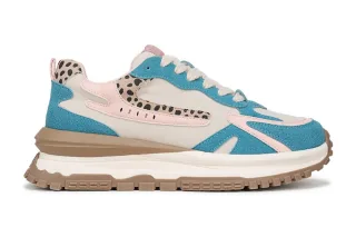 Blowfish Malibu Damen Retro-Sneaker zum Schnüren, Rosa/Blau, Leo