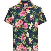 KingKerosin Kurzarmhemd Tropical Flowers mit floralem Allover-Print
