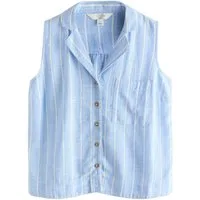 Next Hemdbluse Ärmellose Bluse mit Reverskragen und Leinenanteil (1-tlg)