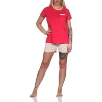 Normann Pyjama Normann Damen kurzarm Schlafanzug Shorty in Tupfen Punkte Optik