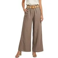 dy_mode Palazzohose Damen High Waist Palazzohose Weitbein Hose Schlupfhose Sommer Strand in Unifarbe, High Waist, mit elastischem Bund