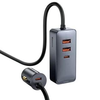 Baseus 120W 4-Port 2 USB + 2 Type-C Car Charger PPS PD QC3.0 FCP AFC Fast Charging 1.5m Long Cable