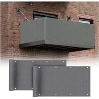 Sekey Balkonsichtschutz Balkon Sichtschutz Bespannung aus 220g/m² HDPE, dicht, Anthrazit mit Ösen, Nylon Kabelbinder und Kordel
