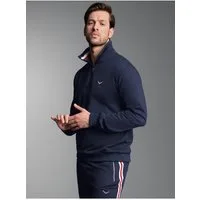 Trigema Sweatshirt TRIGEMA Troyer mit kontrastfarbigen Elementen