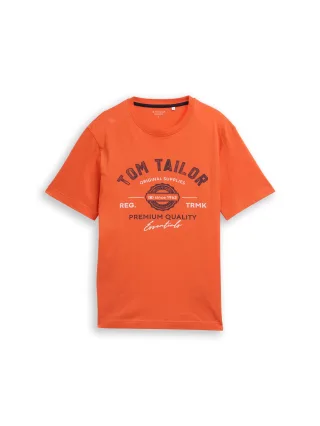 Tom Tailor - T-Shirt mit Logo-Print pale red - Gr. - S