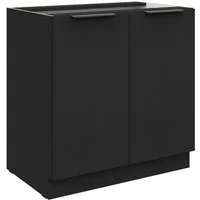 Küchen-Preisbombe Unterschrank 80 cm Küche SIENA Schwarz Küchenzeile Küchenblock Einbauküche