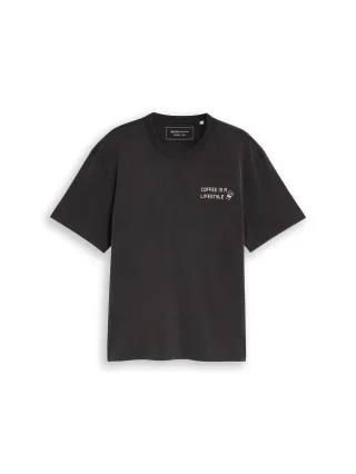 Denim Tom Tailor - Relaxed Fit T-Shirt mit Schriftzug coal grey - Gr. - XL