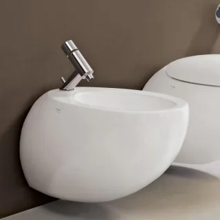 LAUFEN Wandbidet Il Bagno Alessi One 390x585, 1 Hahnloch mittig, weiß mit LCC, 83097.1, 830971400304 H8309714003041