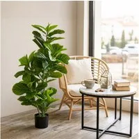 Kunstpflanze Kunstbaum für Wohnzimmer Ficus, HOMCOM, Höhe 110 cm, künstliche Ficus-Pflanze im Topf